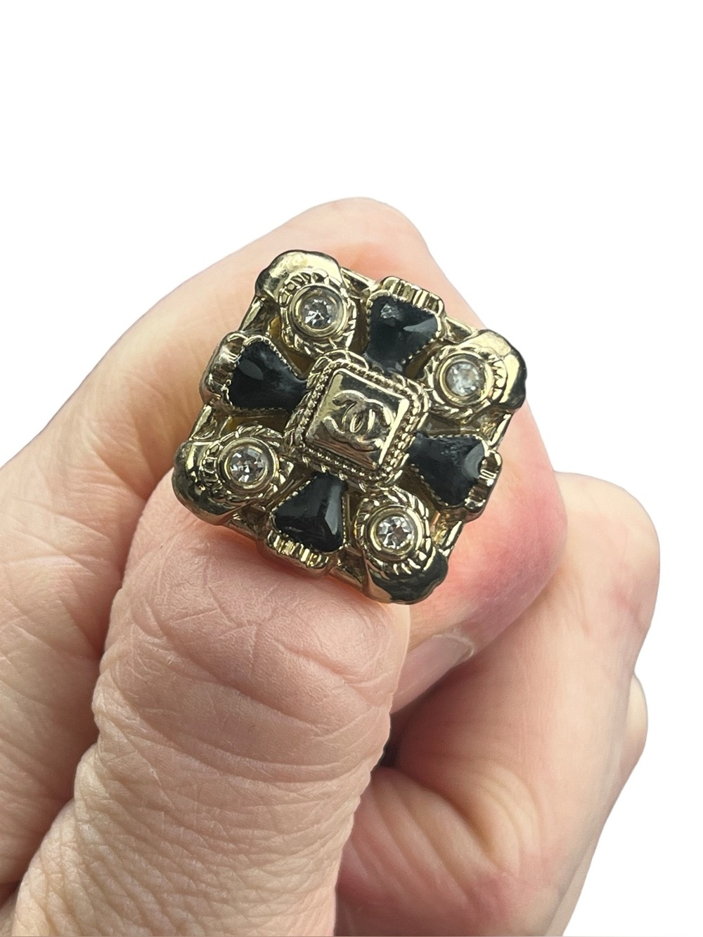 Upcycled CC  Button Cocktail Ring